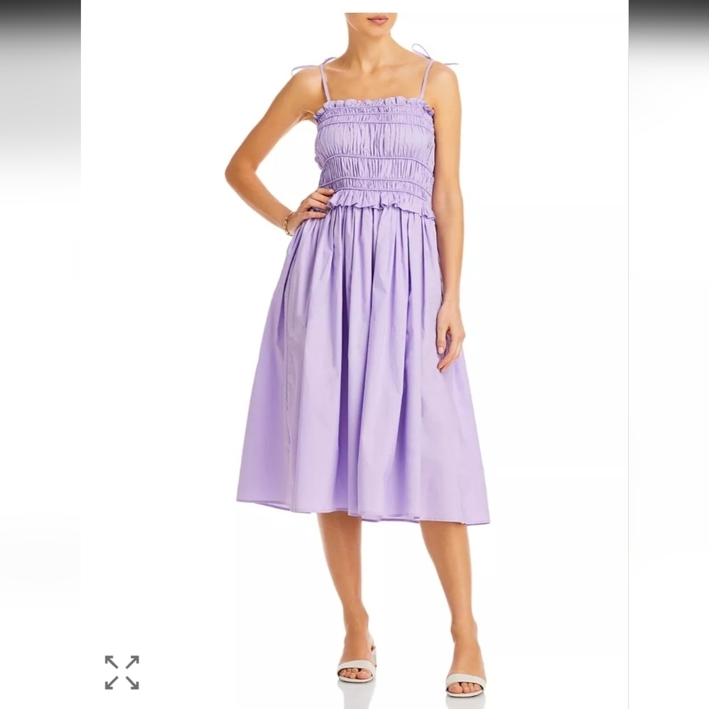 Aqua Ruched Sleeveless Midi Dress - 100% Cotton